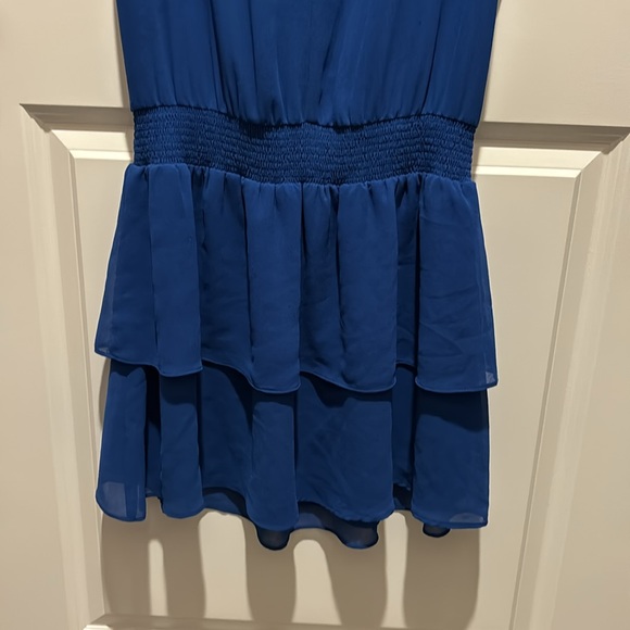 1 State Dress XS Blue Ruffle sleeves skirt collar - Picture 9 of 15